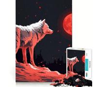 Puzzle da 1000 pezzi con lupo e tramonto per adulti,gioco di problem solving di livello professionale,attività rilassante di gruppo al chiuso (50x75cm)