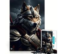 Puzzle da 1000 pezzi con lupo guerriero e armatura,ideale per un divertente gioco di memoria con superficie liscia e priva di sbavature,una sfida stimolante per il tempo libero (38x52cm)