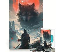 Puzzle da 1000 pezzi con lupo guerriero samurai per ragazzi, gioco di logica e abilità, rilassante, taglio preciso, regalo di Natale (50x75cm)