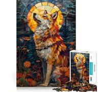 Puzzle da 1000 pezzi con lupo in vetro colorato,esercizio mentale divertente,pezzi che si incastrano perfettamente,un modo coinvolgente per trascorrere il tempo libero (38x52cm)