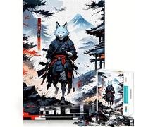 Puzzle da 1000 pezzi con lupo Kitsune guerriero giapponese per ragazzi,gioco di concentrazione mentale,bordi lisci e tagliati con precisione,ideale come regalo di Natale (38x52cm)