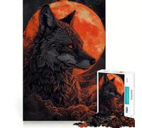 Puzzle da 1000 pezzi con lupo,luna rossa e animali,ideale per adolescenti,stimolante cognitivo,con incastro sicuro e pezzi che non si staccano Un modo coinvolgente per passare il tempo libero
