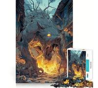 Puzzle da 1000 pezzi con lupo mannaro e mostro in una città in rovina Esercizio mentale divertente,pezzi a incastro precisi,un modo coinvolgente per passare il tempo libero (38x26cm)