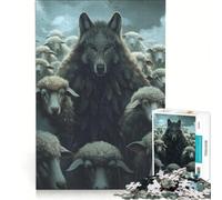 Puzzle da 1000 pezzi con lupo maschera e pecora gioco rilassante antistress regalo per amici e familiari 38x52cm