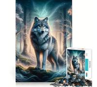 Puzzle da 1000 pezzi con lupo misterioso della foresta per ragazzi, gioco stimolante per il pensiero creativo, facile da usare, per il tempo libero, con tagli precisi, (50x75cm)