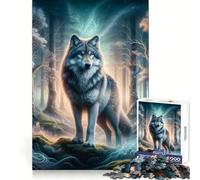 Puzzle da 1000 pezzi con lupo misterioso della foresta per ragazzi, gioco stimolante per il pensiero creativo, facile da usare, per il tempo libero, con tagli precisi, (50x75cm)