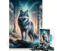 Puzzle da 1000 pezzi con lupo misterioso nella foresta, ideale per adolescenti, stimola la memoria, riduce lo stress e crea un'immagine tridimensionale da appendere al muro (38x52cm)