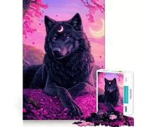 Puzzle da 1000 pezzi con lupo mistico e luna crescente per adulti, gioco di logica, rilassante e divertente, ideale come regalo di Babbo Natale (38x26cm)