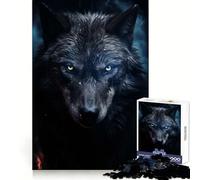 Puzzle da 1000 pezzi con lupo nero e occhi arancioni per adolescenti, ideale per ricordare i momenti di relax, con incastri precisi e un regalo perfetto (38x26cm)