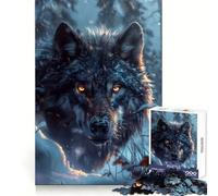Puzzle da 1000 pezzi con lupo nero selvaggio nella neve, ideale per adolescenti Sviluppa la memoria, rilassa la mente e crea un gioco divertente Incastro perfetto, perfetto per Natale (38x26cm)
