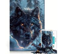 Puzzle da 1000 pezzi con lupo nero selvatico nella neve,gioco di logica e allenamento mentale,incastro perfetto senza spazi vuoti,sfida interattiva per la mente a casa (38x52cm)