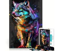 Puzzle da 1000 pezzi con lupo popart per adulti,gioco di logica ed esercizio,incastro perfetto,attività per rafforzare i legami affettivi (38x26cm)