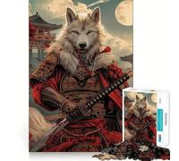 Puzzle da 1000 pezzi con lupo samurai e guerriero bianco per adolescenti, gioco di logica e antistress, taglio liscio, regalo memorabile (50x75cm)