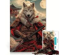 Puzzle da 1000 pezzi con lupo samurai e guerriero bianco per adolescenti, ideale per stimolare la memoria, per il tempo libero a casa e per l'assemblaggio di immagini (38x26cm) Un regalo perfetto