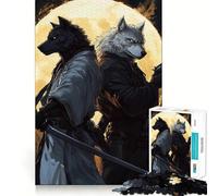 Puzzle da 1000 pezzi con lupo,samurai e pistolero per ragazzi,gioco di apprendimento cognitivo,incastro perfetto,compatto,divertente per il tempo di gioco in famiglia (38x52cm)