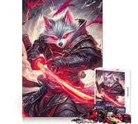 Puzzle da 1000 pezzi con lupo samurai e spada rossa, ideale per adulti, stimola la mente, crea un'atmosfera rilassante e crea un'atmosfera sicura Regalo di Natale (38x26cm)