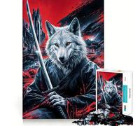 Puzzle da 1000 pezzi con lupo samurai giapponese,gioco cognitivo divertente con struttura a incastro precisa,attività di condivisione per i propri cari (38x52cm)
