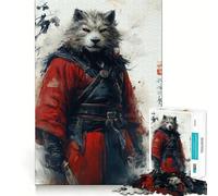 Puzzle da 1000 pezzi con lupo samurai guerriero,ideale per adolescenti,con componenti robusti e di facile taglio,portatile e perfetto per i viaggi (38x26cm)