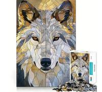 Puzzle da 1000 pezzi con lupo selvatico dorato,gioco di logica e pensiero creativo,taglio preciso,precisione e abilità manuale,ideale per momenti di relax e allenamento mentale a casa (38x52cm)