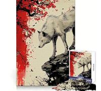 Puzzle da 1000 pezzi con lupo sulla scogliera e fogliame rosso, ideale per allenamento mentale, svago e divertimento, con bordi definiti, perfetto per una sorpresa di compleanno (50x75cm)