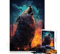 Puzzle da 1000 pezzi con lupo ululante e incendio nella foresta, ideale per stimolare la concentrazione, creare un'atmosfera rilassante e creare bordi precisi Regalo significativo (38x26cm)