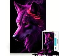 Puzzle da 1000 pezzi con lupo viola neon per adolescenti, gioco per allenare la mente, facile da assemblare, regalo elegante (38x52cm)