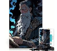 Puzzle da 1000 pezzi con mago che legge un libro di incantesimi e fiamme blu,divertente gioco mentale,pezzi precisi e facili da incastrare,attività rilassante di gruppo al chiuso (38x26cm)
