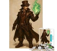 Puzzle da 1000 pezzi con mago steampunk e fuoco verde gioco educativo e stimolante un regalo divertente e umoristico (dimensioni 38x26cm)