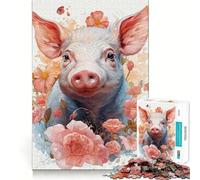 Puzzle da 1000 pezzi con maialini dai colori pastello, ideale per adulti Gioco di logica e abilità, ideale per un divertimento lento e preciso Dimensioni: 38x52cm Regalo elegante
