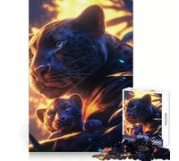 Puzzle da 1000 pezzi con mamma pantera nera e cucciolo, ideale per adolescenti, per favorire la chiarezza mentale, il relax e il piacere Perfetto per un'esperienza festiva indimenticabile (38x52cm)
