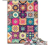 Puzzle da 1000 pezzi con mandala e collage di fiori, in legno, regalo perfetto per compleanni, Natale, Halloween, Ringraziamento, Pasqua, dimensioni 50X75CM