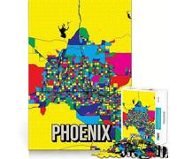 Puzzle da 1000 pezzi con mappa colorata della città di Phoenix,pezzi ben definiti,sfida mentale,gioco rilassante,divertente,opera d'arte natalizia (38x52cm)