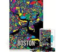 Puzzle da 1000 pezzi con mappa colorata di Boston,ritagli precisi,gioco di logica,regalo facile,regalo divertente per compleanno 50x75cm