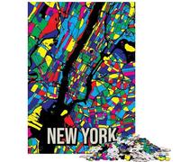 Puzzle da 1000 pezzi con mappa colorata di New York ideale per adulti per una sfida di velocità e difficoltà Perfetto come regalo (38x26cm/1000 pezzi)
