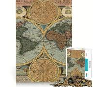 Puzzle da 1000 pezzi con mappa del mondo antico, ideale per adulti, regalo, gioco di logica, svago e divertimento, con bordi di qualità (38x52cm)