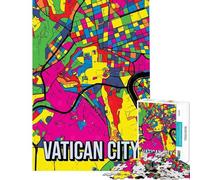 Puzzle da 1000 pezzi con mappa della Città del Vaticano in stile Pop Art gioco pratico che stimola l'intelligenza e crea dipendenza ideale come regalo per uomini e donne e come antistress (75x50cm)