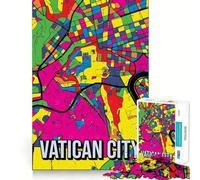 Puzzle da 1000 pezzi con mappa della Città del Vaticano, stile Pop Art, tagli netti, logica, gioco di logica, relax, regalo di compleanno (50x75cm)