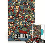 Puzzle da 1000 pezzi con mappa della città di Berlino dai toni terrosi,taglio senza soluzione di continuità,gioco di logica,regalo,gioco casual,decorazione natalizia per la casa (38x52cm)