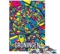 Puzzle da 1000 pezzi con mappa della città di Groningen in stile pop art ideale per ragazzi e famiglie per un divertimento interattivo tra genitori e figli compleanni e Natale