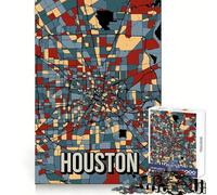 Puzzle da 1000 pezzi con mappa della città di Houston color terra,ideale per adolescenti Migliora la memoria,rilassa i momenti di relax,presenta bordi precisi ed è un'ottima idea regalo (38x26cm)