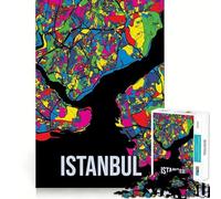 Puzzle da 1000 pezzi con mappa della città di Istanbul,Turchia,arte urbana,taglio preciso,gioco cognitivo divertente,svago,scena natalizia (38x26cm)