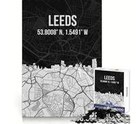 Puzzle da 1000 pezzi con mappa della città di Leeds,skyline del Regno Unito,ideale per ragazzi,stimola la memoria,allevia lo stress e crea un'atmosfera divertente Bordi netti Regalo perfetto (50x75cm)