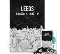 Puzzle da 1000 pezzi con mappa della città di Leeds,skyline del Regno Unito,taglio preciso,gioco di abilità cognitive,divertimento per il tempo libero,regalo di Natale rilassante (38x26cm)