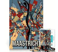 Puzzle da 1000 pezzi con mappa della città di Maastricht,Paesi Bassi,incastro perfetto,gioco creativo,attività per il tempo libero,decorazione natalizia (38x26cm)