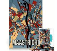 Puzzle da 1000 pezzi con mappa della città di Maastricht,Paesi Bassi,taglio preciso,gioco di abilità cognitive,divertimento per il tempo libero,regalo di Natale rilassante (50x75cm)