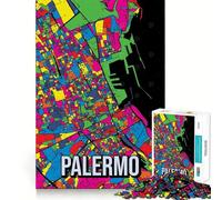 Puzzle da 1000 pezzi con mappa della città di Palermo,gioco di squadra pulito,regalo intelligente,momento di relax,decorazione natalizia (50x75cm)