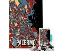 Puzzle da 1000 pezzi con mappa della città di Palermo Italia e Sicilia Gioco interattivo ed educativo ideale come regalo per gli amanti del gioco del divertimento e dell'umorismo (dimensioni 75x50cm)
