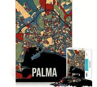 Puzzle da 1000 pezzi con mappa della città di Palma di Maiorca,Spagna,accurato,divertente,per stimolare la mente,un gioco rilassante,un'opera d'arte natalizia (50x75cm)