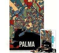 Puzzle da 1000 pezzi con mappa della città di Palma di Maiorca,Spagna,con taglio senza soluzione di continuità Gioco stimolante per la mente,rilassante e divertente,ideale come regalo