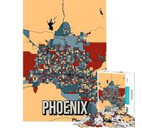 Puzzle da 1000 pezzi con mappa della città di Phoenix tonalità terrose gioco per famiglie sfida per l'intelligenza giocattolo avvincente ottimo regalo per compleanni (dimensioni 38x26cm)
